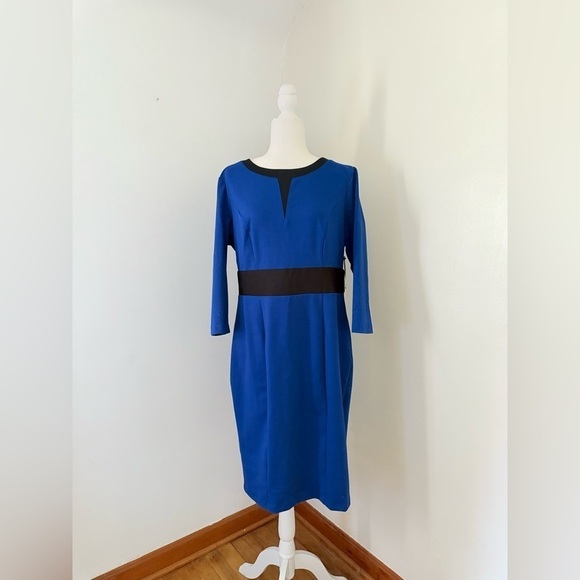 NWT NY & Co black and blue Xl petite dress - Picture 2 of 16